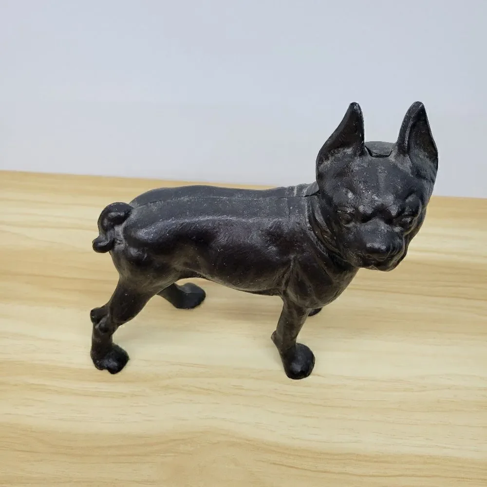 Vintage Cast Iron Dog Bosston Terrier Door Stop Figurine